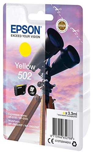 Epson 502 - 3.3 ml - yellow - original - blister - ink cartridge - for Expression Home XP-5100, XP-5105, WorkForce WF-2860, WF-2860DWF, WF-2865DWF