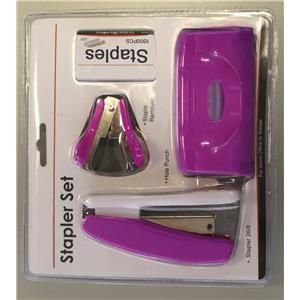 Best Value Hainenko Stapler and Punch Set - Purple