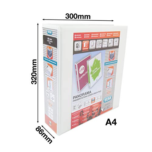 Elba Panorama Presentation Lever Arch File A4+ 70Mm White