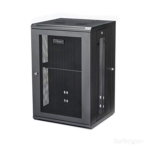 StarTech.com RK1820WALHM 18U Wall Mount Network Switch Cabinet, 4-Post Adjustable Depth (2.4 Inch to 16 Inch) Fully Secure IT Cabinet with Cable Management, 200 lb/90 kg - Black