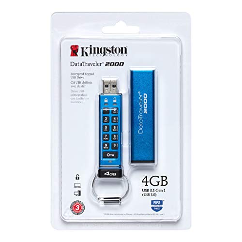 Kingston DataTraveler 2000 - USB flash drive - encrypted - 128 GB - USB 3.1 Gen 1 - FIPS 140-2 Level 3