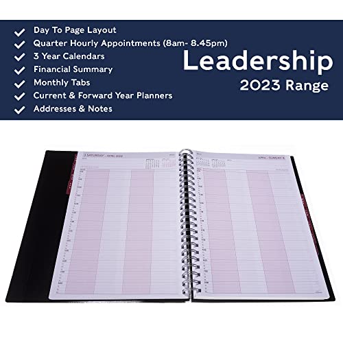 Collins Leadership Diary A4 Day To Page 4 Person Appointments 2023 Black CP6742-23