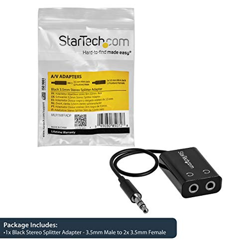 StarTech Black Slim Mini Jack Splitter Cable