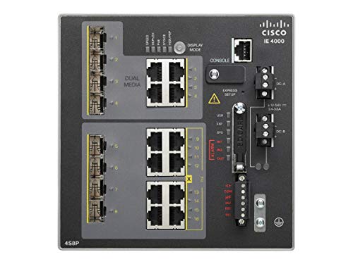 Cisco Industrial Ethernet 4000 Series - Switch - Managed - 8 x combo Gigabit SFP + 4 x 10/100/1000 (PoE+) - DIN rail mountable - PoE+ - DC power - TAA Compliant