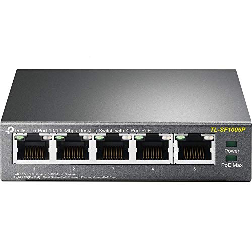 Best Value TP-Link TL-SF1005P 5-Port 10/100 Mbps Ethernet PoE Switch (4 PoE Ports, 58 Watt Budget, No Configuration Required)