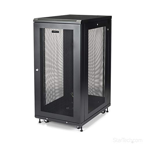 StarTech.com 24U Server Rack Cabinet - 4-Post Adjustable Depth (2" to 30") Network Equipment Rack Enclosure w/ Casters/Cable Management (RK2433BKM)