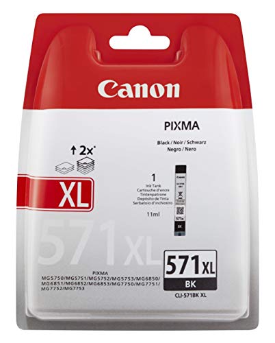 Canon CLI-571BK XL - 11 ml - High Yield - black - original - blister with security - ink tank - for PIXMA TS5051, TS5053, TS5055, TS6050, TS6051, TS6052, TS8051, TS8052, TS9050, TS9055