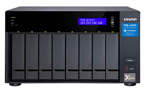 QNAP TVS-872XT - NAS server - 8 bays - SATA 6Gb/s - RAID 0, 1, 5, 6, 10, 50, JBOD, 60 - RAM 16 GB - Gigabit Ethernet / 10 Gigabit Ethernet / Thunderbolt 3 - iSCSI support