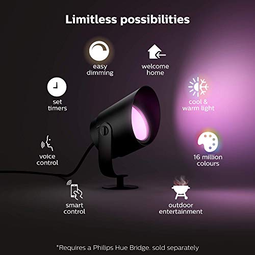Philips Hue White and Color Ambiance Lily XL - Spot light - LED - 15 W (equivalent 80 W) - 16 million colours - 2000-6500 K - black