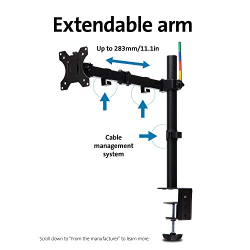 Kensington SmartFit Ergo Single Extended Monitor Arm - Mounting kit - for Monitor (adjustable arm) - black - screen size: up to 34" - desktop, C-clamp, grommet, desk-mountable