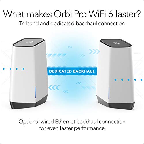 NETGEAR Orbi Pro SXK80B3 - Wi-Fi system (router, 2 extenders) - up to 9,000 sq.ft - mesh - GigE, 2.5 GigE - 802.11a/b/g/n/ac/ax - Tri-Band - wall-mountable, ceiling-mountable