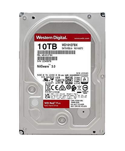 WD Red Plus NAS Hard Drive WD101EFBX - Hard drive - 10 TB - internal - 3.5" - SATA 6Gb/s - 7200 rpm - buffer: 256 MB