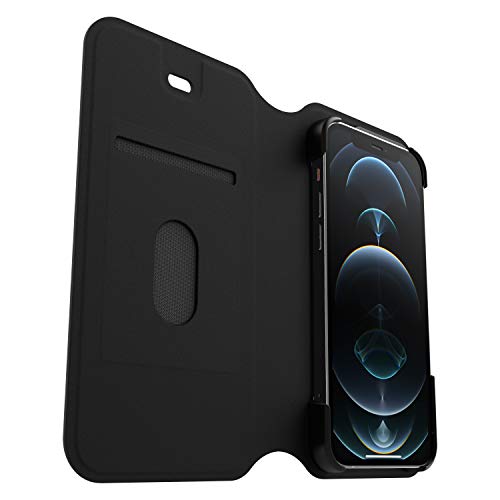 OtterBox Strada Series Via - Flip cover for mobile phone - polyurethane, polycarbonate - black night - for Apple iPhone 12, 12 Pro