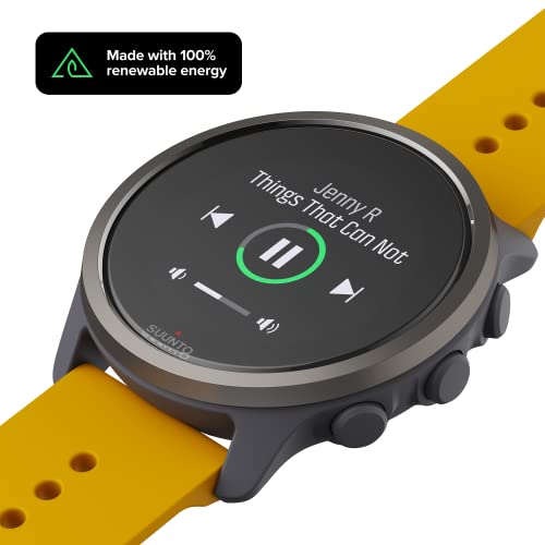 Suunto 5 Peak - 43 mm - grey - sport watch with strap - silicone - yellow - wrist size: 120-200 mm - display 1.1" - Bluetooth - 39 g - ochre