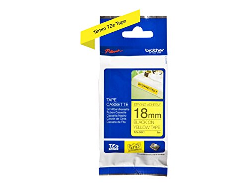 Best Value Brother TZe-S641 Labelling Tape Cassette, Black on Yellow, 18 mm (W) x 8 m (L), Strong Adhesive, Brother Genuine Supplies