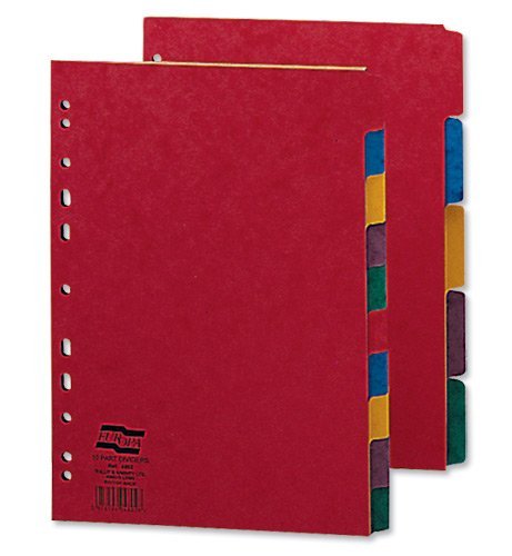 Best Value Europa Subject Dividers 300 micron Europunched Extra Wide 10-Part A4 Assorted Ref 3108Z (Single)