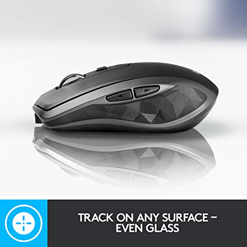 Logitech MX Anywhere 2S - Mouse - laser - 7 buttons - wireless - Bluetooth, 2.4 GHz - USB wireless receiver - graphite