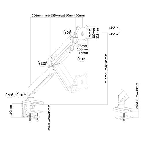 Neomounts by Newstar Select NM-D775 - Mounting kit - for LCD display (full-motion) - white - screen size: 10"-32" - clamp mountable, grommet, desk-mountable