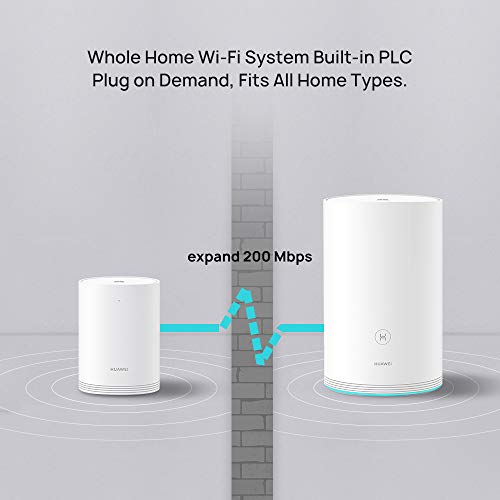 HUAWEI WiFi Q2 Pro (1 Base + 2 Satellites) , Whole Home Wi-Fi Mesh System, Gigabit Powerline Communication, Plug and Play, Seamless Roaming, Wi-Fi Everywhere