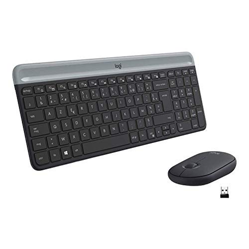 Logitech Slim Wireless Combo MK470 - Keyboard and mouse set - wireless - 2.4 GHz - French - graphite