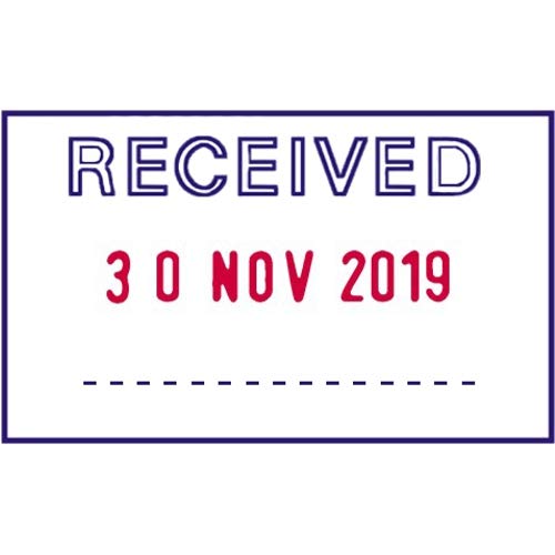 Best Value Trodat Printy 4750 Textplate Dater Stamps Received in Blue Date in Red