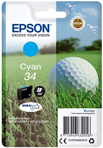 Epson 34 - 4.2 ml - cyan - original - ink cartridge - for WorkForce Pro WF-3720, WF-3720DWF, WF-3725DWF