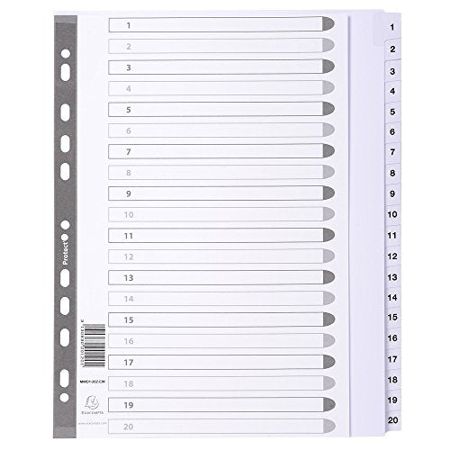 Best Value Exacompta Mylar Printed Indices, A4 Maxi, 20 Parts (1-20) - White