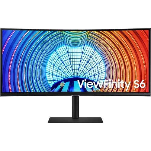 Samsung ViewFinity S6 S34A650UBU - S65UA Series - LED monitor - curved - 34" - 3440 x 1440 UWQHD @ 100 Hz - VA - 350 cd/m² - 4000:1 - HDR10 - 5 ms - HDMI, DisplayPort, USB-C - black