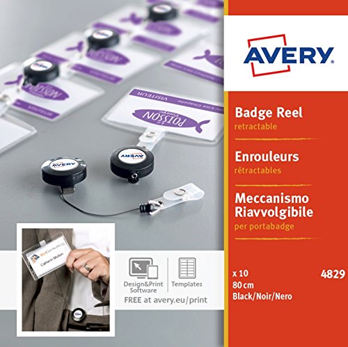 Best Value Avery 4829 Extendable Name Badge Reel 80 mm long - Pack of 10