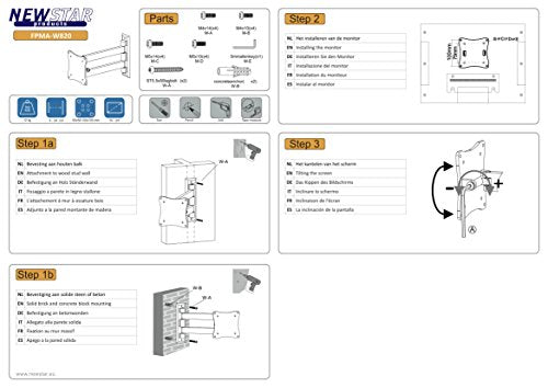 NewStar TV/Monitor Wall Mount (2 pivots & tiltable) for 10"-27" Screen - Silver - Wall mount for LCD display (Tilt & Swivel) - silver - screen size: 10"-27"