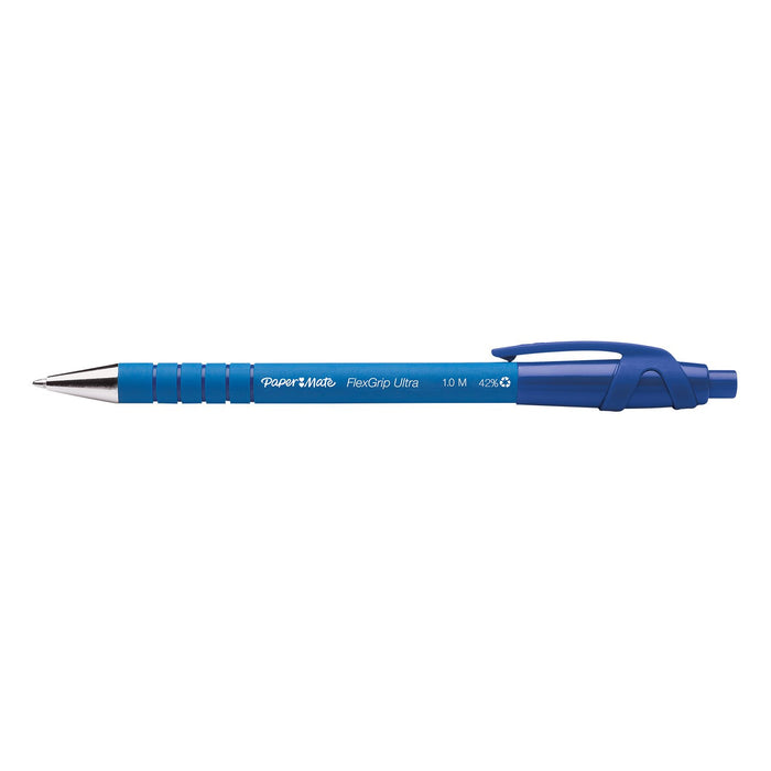 Best Value Paper Mate S0190433 Medium Point (1.0 mm) Flexgrip Ultra Retractable Ballpoint Pen, Blue, Box of 12