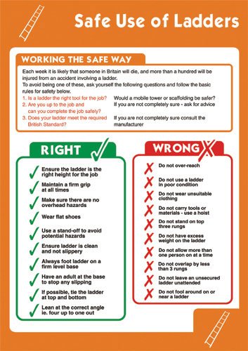 Best Value Stewart Superior Health and Safety Poster Laminated Safe Use of Ladders H420xW595mm Ref HS026