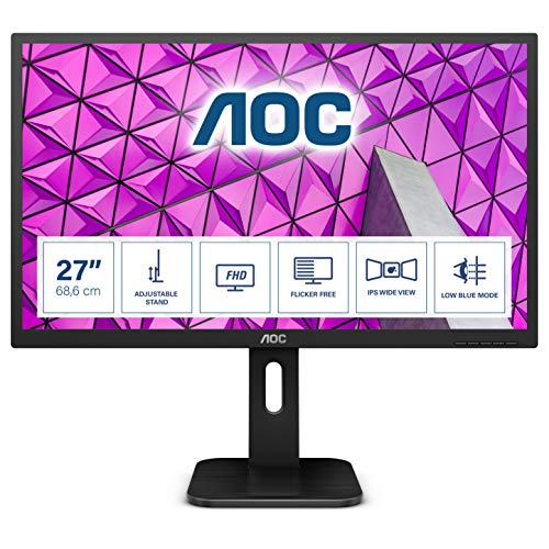 AOC 27P1 - LED monitor - 27" - 1920 x 1080 Full HD (1080p) @ 60 Hz - IPS - 250 cd/m - 1000:1 - 5 ms - HDMI, DVI, DisplayPort, VGA - speakers