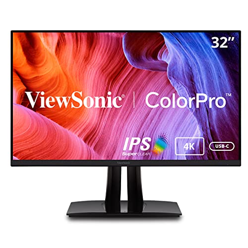 ViewSonic ColorPro VP3256-4K - LED monitor - 32" (31.5" viewable) - 3840 x 2160 4K UHD (2160p) @ 60 Hz - IPS - 350 cd/m² - 1000:1 - 5 ms - 2xHDMI, DisplayPort, USB-C - speakers