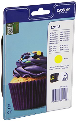 Brother LC123Y - High Yield - yellow - original - blister - ink cartridge - for Brother DCP-J100, J105, J132, J152, J552, J752, MFC-J245, J470, J650, J6520, J6720, J6920