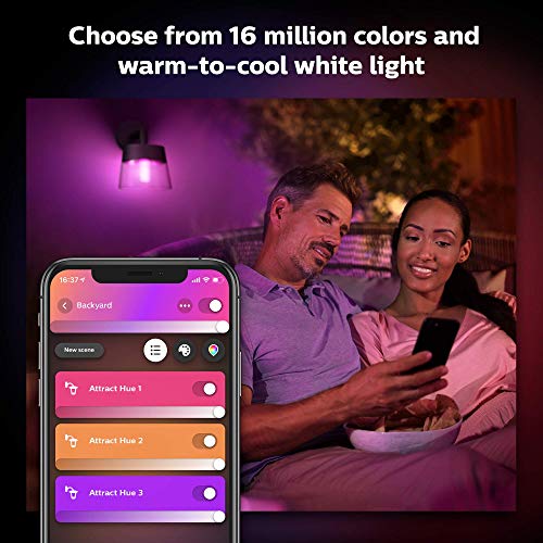 Philips Hue White and Color Ambiance Attract - Wall lamp - LED - 8 W (equivalent 49 W) - 16 million colours - 2000-6500 K - black