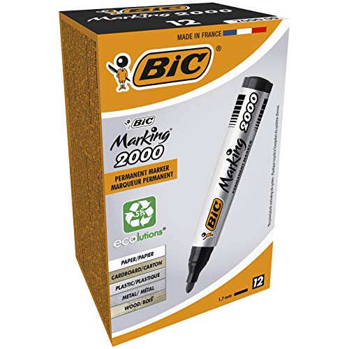 Best Value BIC Marking 2000 ECOlutions Permanent Bullet Tip Markers - Black, Box of 12