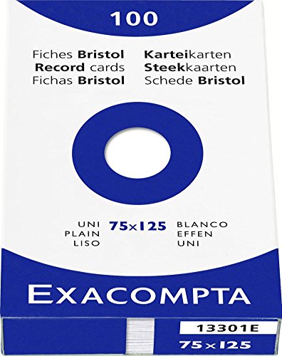 Best Value Exacompta Bristol Plain Board for Printing, 75 x 125 mm - White, Pack of 100
