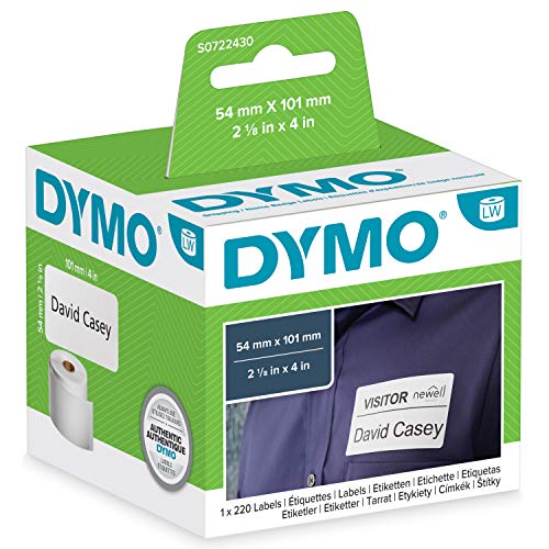 Shipping/name badge adhesive labels - white - 54 x 101 mm - 220 label(s) ( 1 roll(s) x 220 ) - for DYMO LabelWriter 320, 330, 330 Turbo, 400, 400 Duo, 400 Turbo, 400 Twin Turbo - S0722430