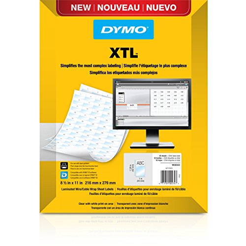 DYMO XTL Laminated - Polyester - permanent adhesive - white on transparent - 24 x 23 mm 2592 label(s) (27 sheet(s) x 96) labels