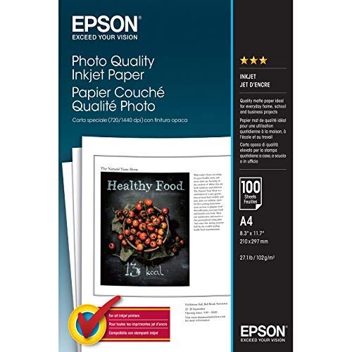 Best Value Epson White Photo Inkjet A4 Paper 102gsm (Pack of 100) C13S041061