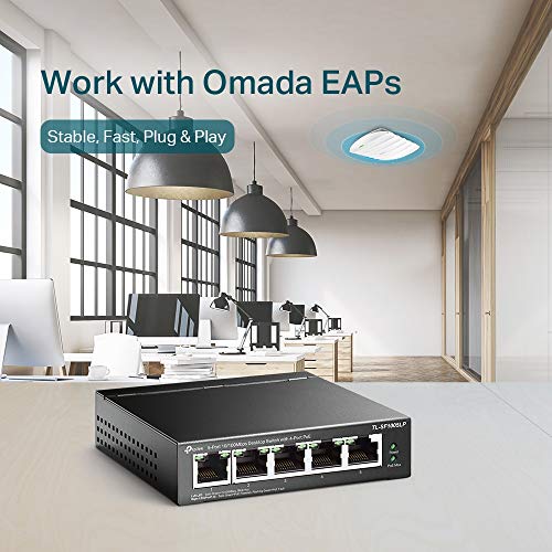 TP-Link TL-SF1005LP - V1 - switch - unmanaged - 5 x 10/100 (4 PoE) - desktop, wall-mountable - PoE (41 W)