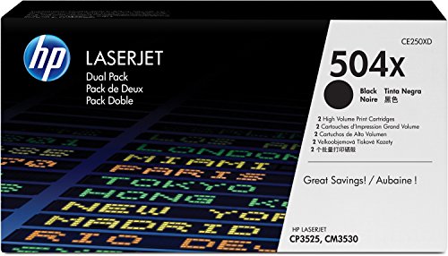 Best Value HP CE250XD 504X High Yield Original LaserJet Toner Cartridges, Black, Pack of 2