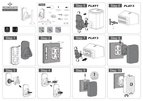 NewStar NeoMounts Sonos Play 1 & Play 3 speaker wall mount - White - Wall mount for speaker(s) - white - for Sonos PLAY:1, PLAY:3