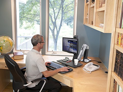 Ergotron WorkFit-A Single LD with Worksurface+ - Stand (tray, articulating arm, desk clamp mount, pivot) for LCD display / keyboard / mouse - black, polished aluminium - screen size: up to 24"