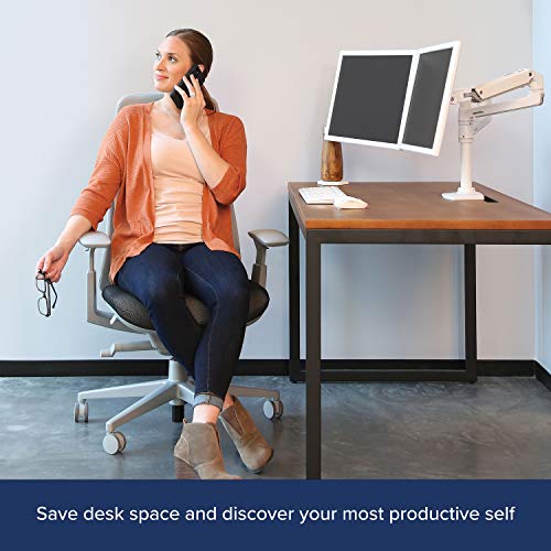 Ergotron LX Dual Stacking Arm - Mounting kit (desk clamp mount, pole, 2 articulating arms, 2 extension brackets) for 2 LCD displays - aluminium, durable steel - white - screen size: up to 24" - desktop