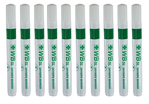 Best Value Whiteboard Drywipe Bullet Tip Green Markers x 10 (PC)