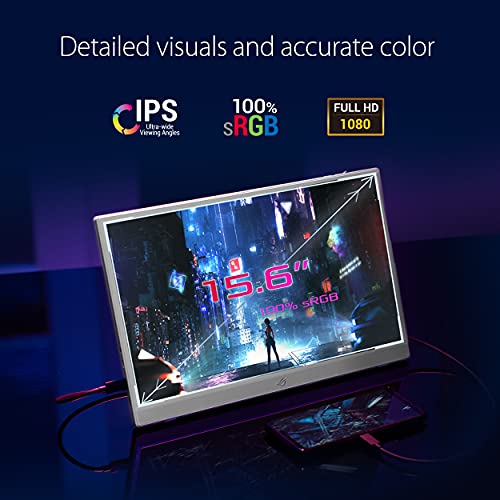 ASUS ROG Strix XG16AHPE-W - LED monitor - 15.6" - portable - 1920 x 1080 Full HD (1080p) @ 144 Hz - IPS - 300 cd/m - 800:1 - Micro HDMI, USB-C - speakers