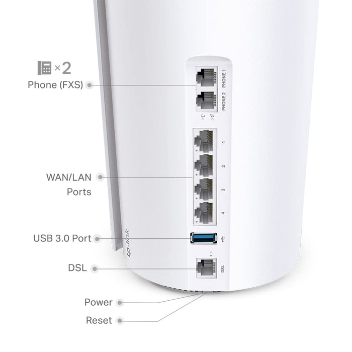 TP-Link DECO X73-DSL V1 - Wireless router - DSL modem - 4-port switch - GigE - WAN ports: 4 - 802.11a/b/g/n/ac/ax - Dual Band