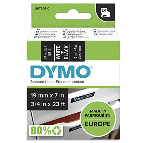 DYMO D1 Tape 19mm white on Black